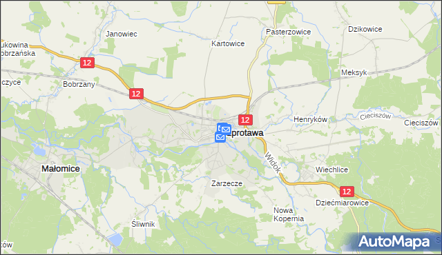 mapa Szprotawa, Szprotawa na mapie Targeo