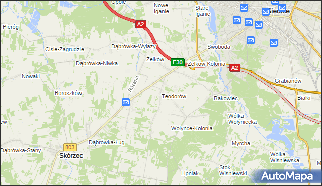 mapa Teodorów gmina Skórzec, Teodorów gmina Skórzec na mapie Targeo