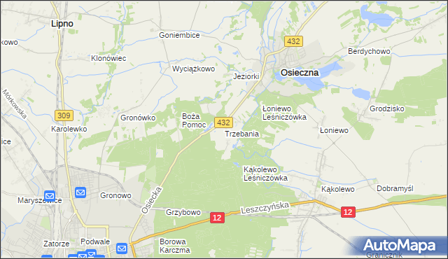 mapa Trzebania, Trzebania na mapie Targeo