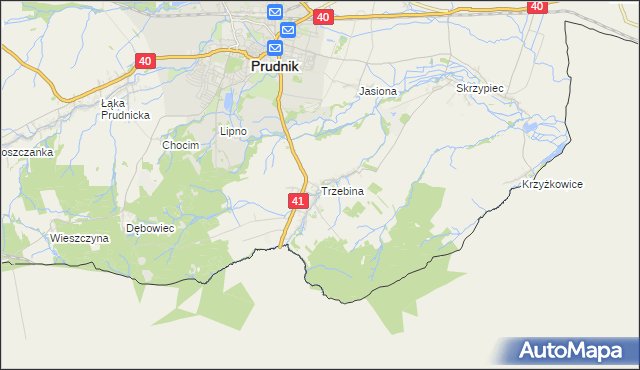 mapa Trzebina gmina Lubrza, Trzebina gmina Lubrza na mapie Targeo