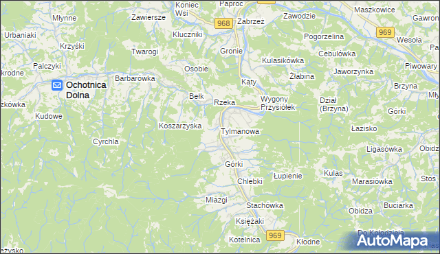 mapa Tylmanowa, Tylmanowa na mapie Targeo