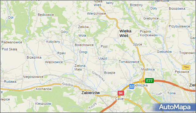 mapa Ujazd gmina Zabierzów, Ujazd gmina Zabierzów na mapie Targeo