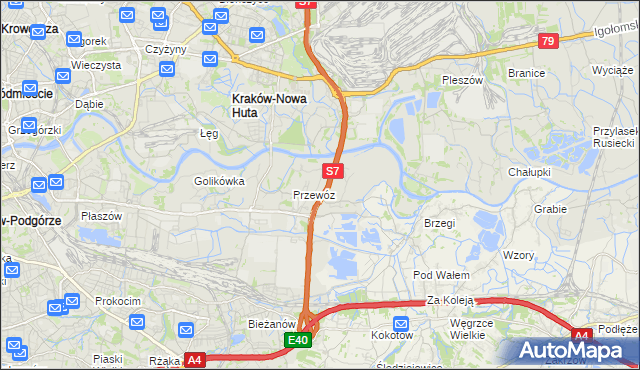 mapa Ulica gmina Kraków, Ulica gmina Kraków na mapie Targeo