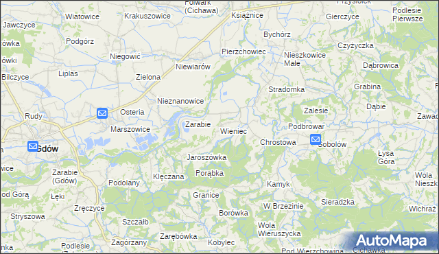 mapa Wieniec gmina Gdów, Wieniec gmina Gdów na mapie Targeo