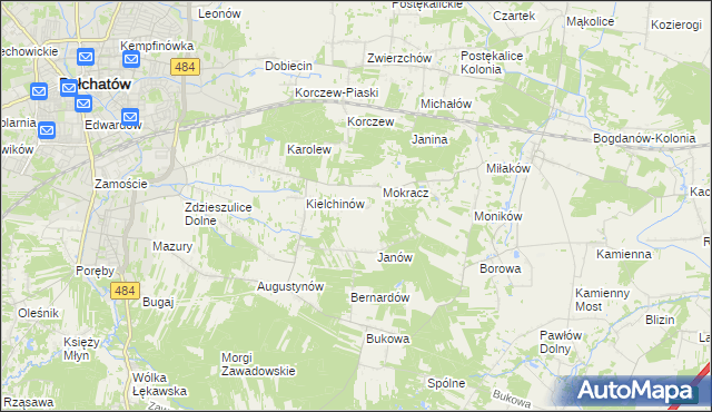 mapa Wiktorów gmina Bełchatów, Wiktorów gmina Bełchatów na mapie Targeo
