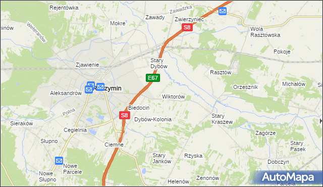 mapa Wiktorów gmina Radzymin, Wiktorów gmina Radzymin na mapie Targeo