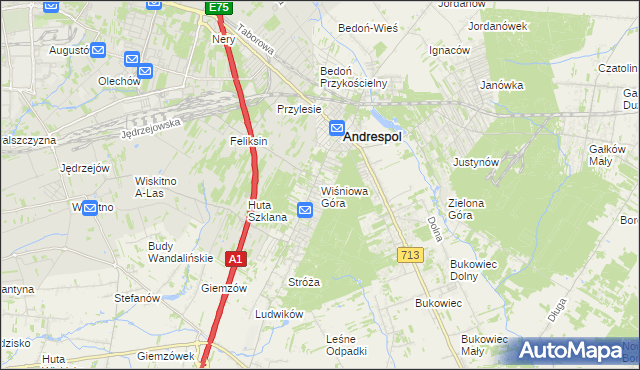 mapa Wiśniowa Góra, Wiśniowa Góra na mapie Targeo