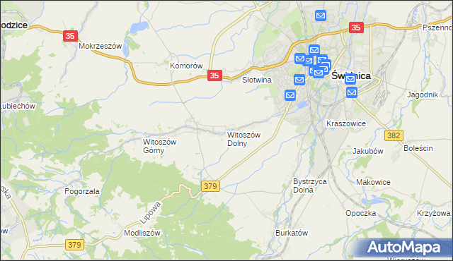 mapa Witoszów Dolny, Witoszów Dolny na mapie Targeo