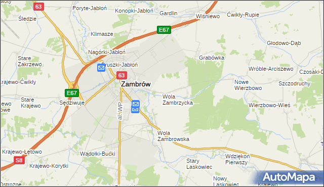mapa Wola Zambrzycka, Wola Zambrzycka na mapie Targeo