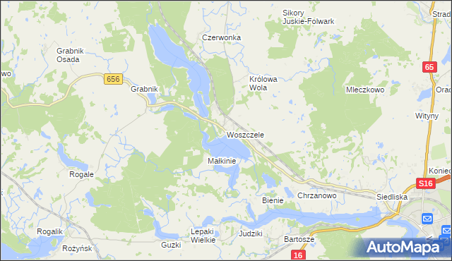 mapa Woszczele, Woszczele na mapie Targeo