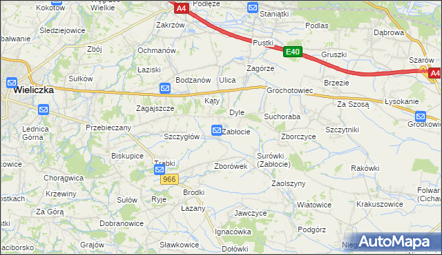 mapa Zabłocie gmina Biskupice, Zabłocie gmina Biskupice na mapie Targeo