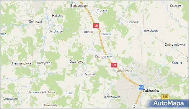 mapa Zagruszany, Zagruszany na mapie Targeo