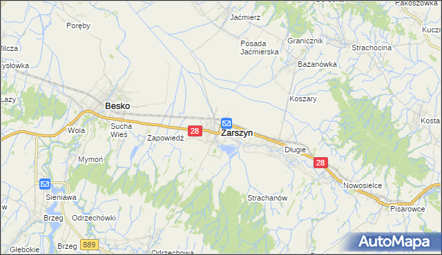 mapa Zarszyn, Zarszyn na mapie Targeo