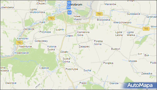 mapa Zasępiec, Zasępiec na mapie Targeo