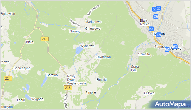 mapa Zbychowo, Zbychowo na mapie Targeo