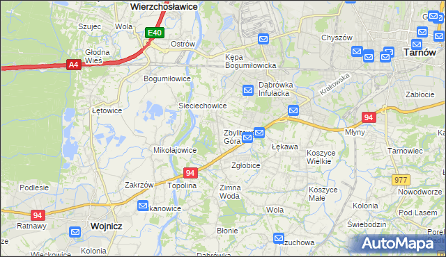 mapa Zbylitowska Góra, Zbylitowska Góra na mapie Targeo