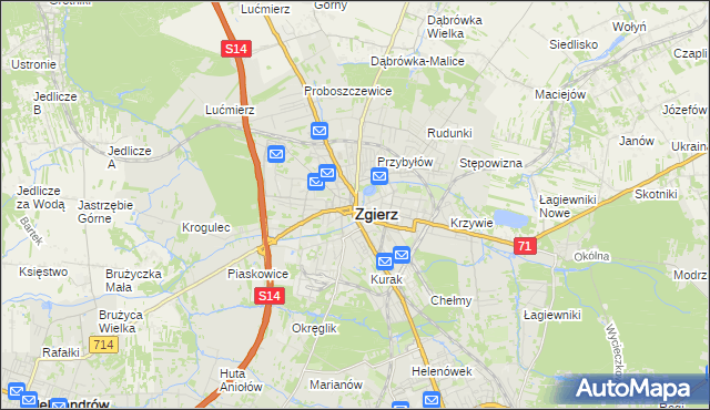 mapa Zgierz, Zgierz na mapie Targeo