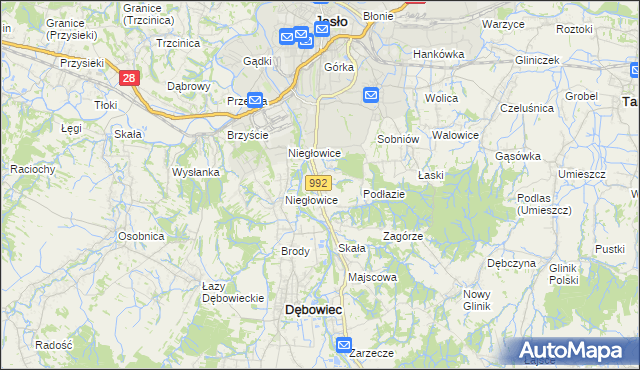 mapa Żółków gmina Jasło, Żółków gmina Jasło na mapie Targeo