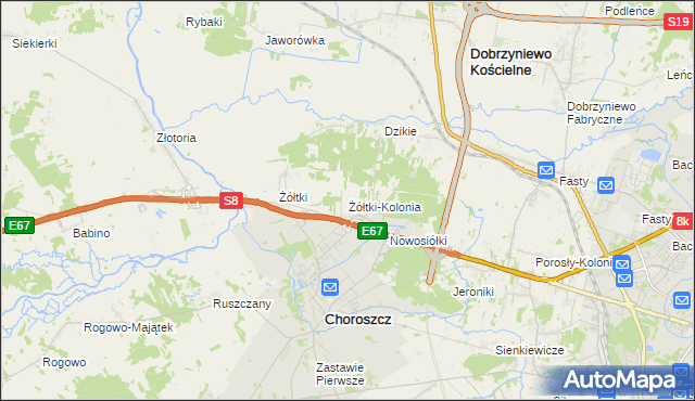 mapa Żółtki-Kolonia, Żółtki-Kolonia na mapie Targeo