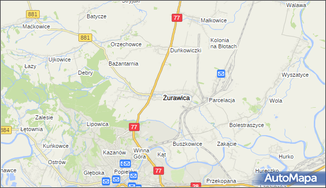 mapa Żurawica powiat przemyski, Żurawica powiat przemyski na mapie Targeo