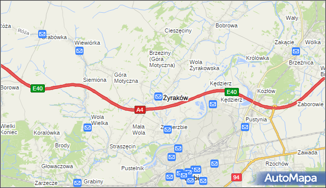 mapa Żyraków, Żyraków na mapie Targeo