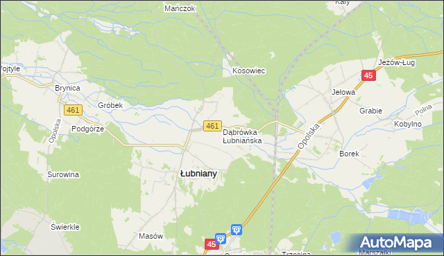 mapa Dąbrówka Łubniańska, Dąbrówka Łubniańska na mapie Targeo