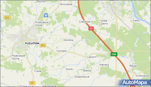 mapa Drwalewice gmina Kożuchów, Drwalewice gmina Kożuchów na mapie Targeo