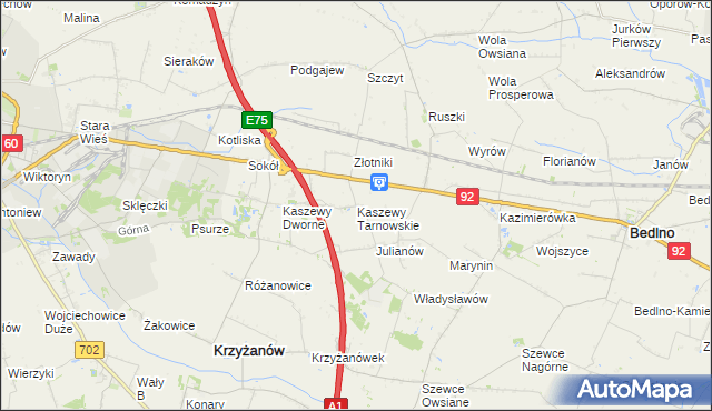 mapa Kaszewy Tarnowskie, Kaszewy Tarnowskie na mapie Targeo