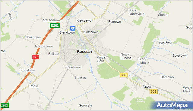 mapa Kurza Góra, Kurza Góra na mapie Targeo