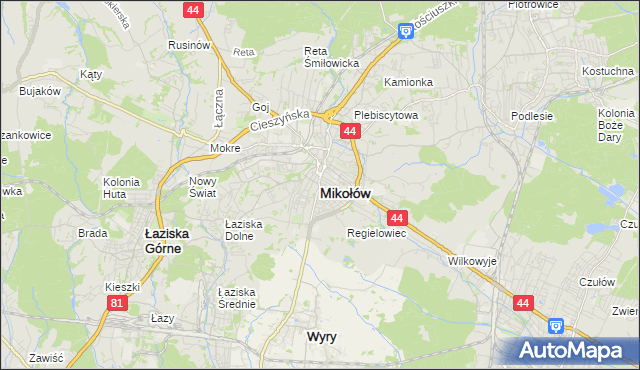 mapa Mikołów, Mikołów na mapie Targeo