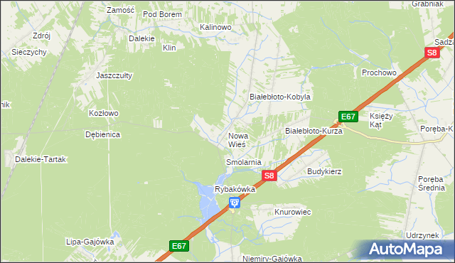 mapa Nowa Wieś gmina Brańszczyk, Nowa Wieś gmina Brańszczyk na mapie Targeo