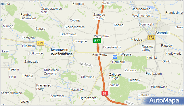 mapa Poskwitów, Poskwitów na mapie Targeo