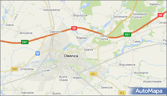 mapa Spalice, Spalice na mapie Targeo