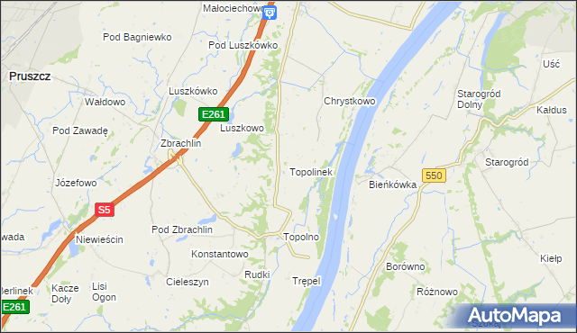 mapa Topolinek gmina Świecie, Topolinek gmina Świecie na mapie Targeo