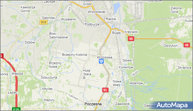 mapa Wrzosowa, Wrzosowa na mapie Targeo