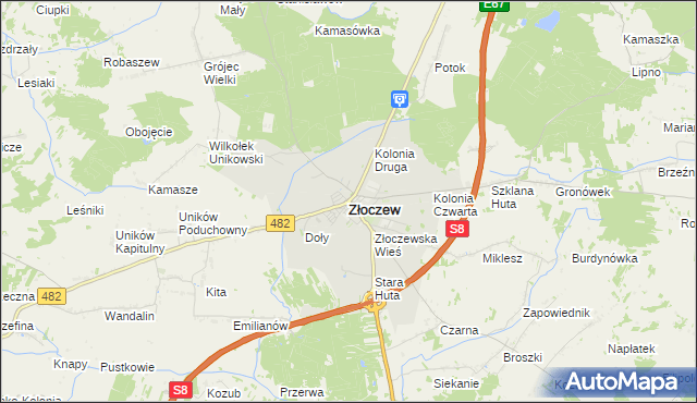 mapa Złoczew, Złoczew na mapie Targeo