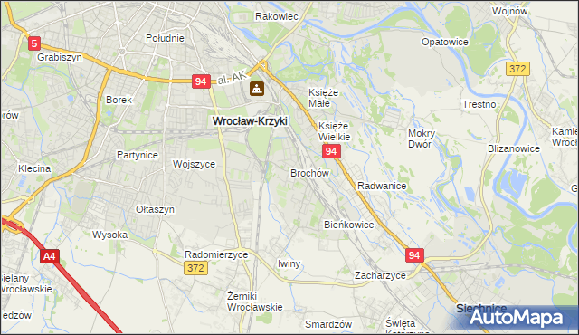 mapa Brochów gmina Wrocław, Brochów gmina Wrocław na mapie Targeo
