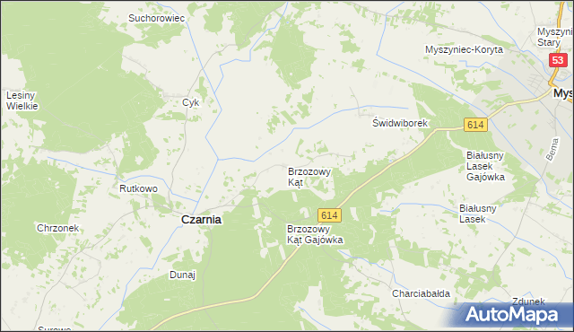 mapa Brzozowy Kąt gmina Czarnia, Brzozowy Kąt gmina Czarnia na mapie Targeo
