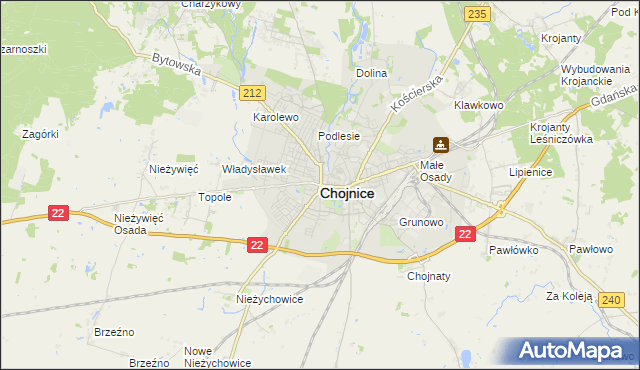 mapa Chojnic, Chojnice na mapie Targeo