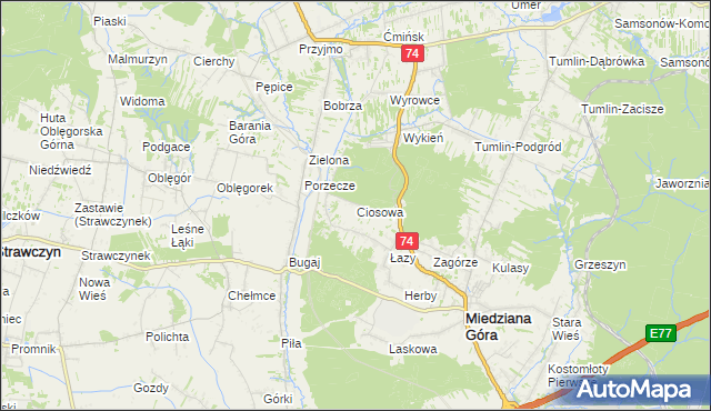 mapa Ciosowa, Ciosowa na mapie Targeo