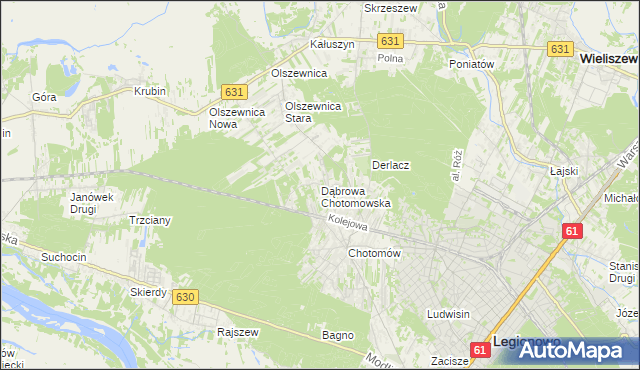 mapa Dąbrowa Chotomowska, Dąbrowa Chotomowska na mapie Targeo