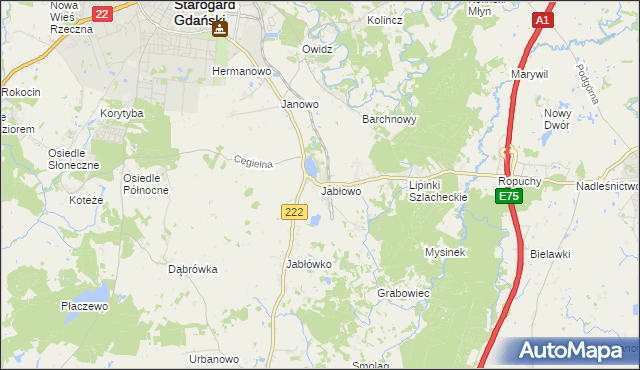 mapa Jabłowo, Jabłowo na mapie Targeo