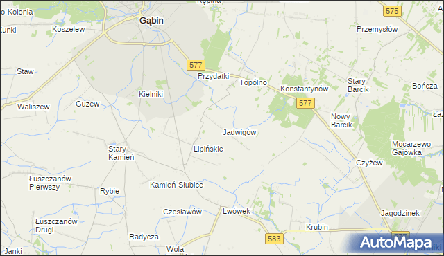 mapa Jadwigów gmina Gąbin, Jadwigów gmina Gąbin na mapie Targeo