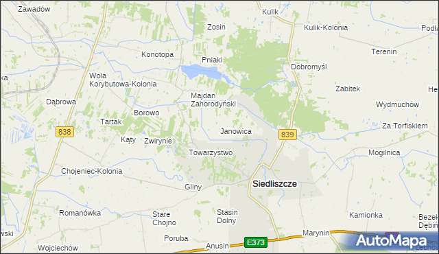 mapa Janowica gmina Siedliszcze, Janowica gmina Siedliszcze na mapie Targeo
