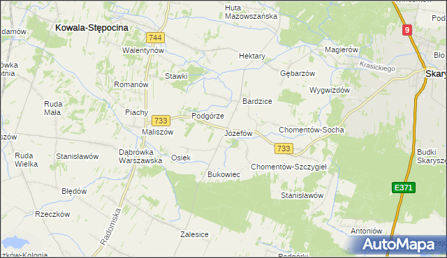 mapa Józefów gmina Kowala, Józefów gmina Kowala na mapie Targeo