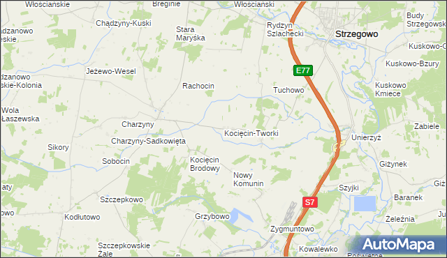 mapa Kocięcin-Tworki, Kocięcin-Tworki na mapie Targeo