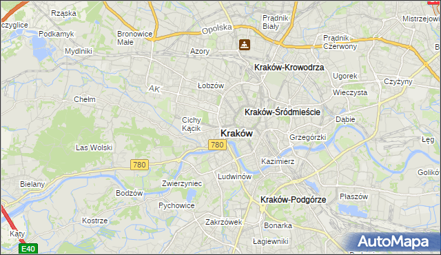 mapa Krakowa, Kraków na mapie Targeo