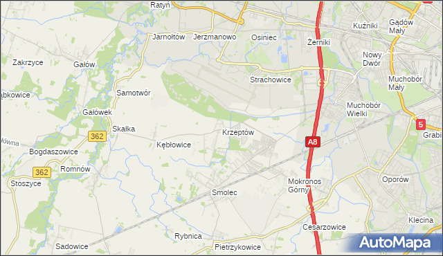 mapa Krzeptów, Krzeptów na mapie Targeo