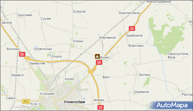 mapa Latkowo gmina Inowrocław, Latkowo gmina Inowrocław na mapie Targeo