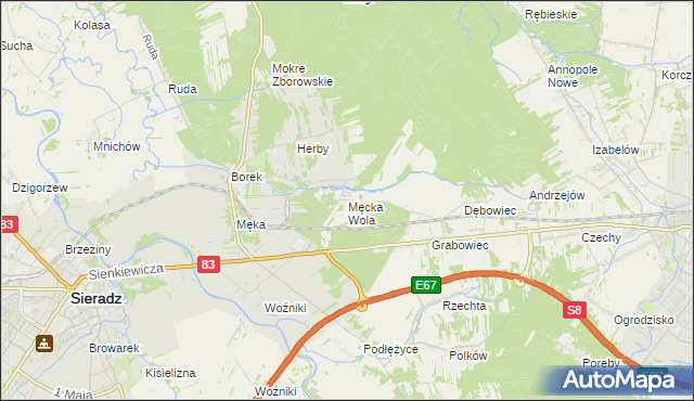 mapa Męcka Wola, Męcka Wola na mapie Targeo